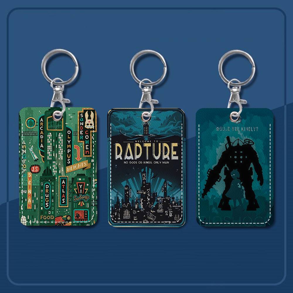 Retro Gaming Keychain - Retro B-Bioshock R-Rapture Game Rectangle ID