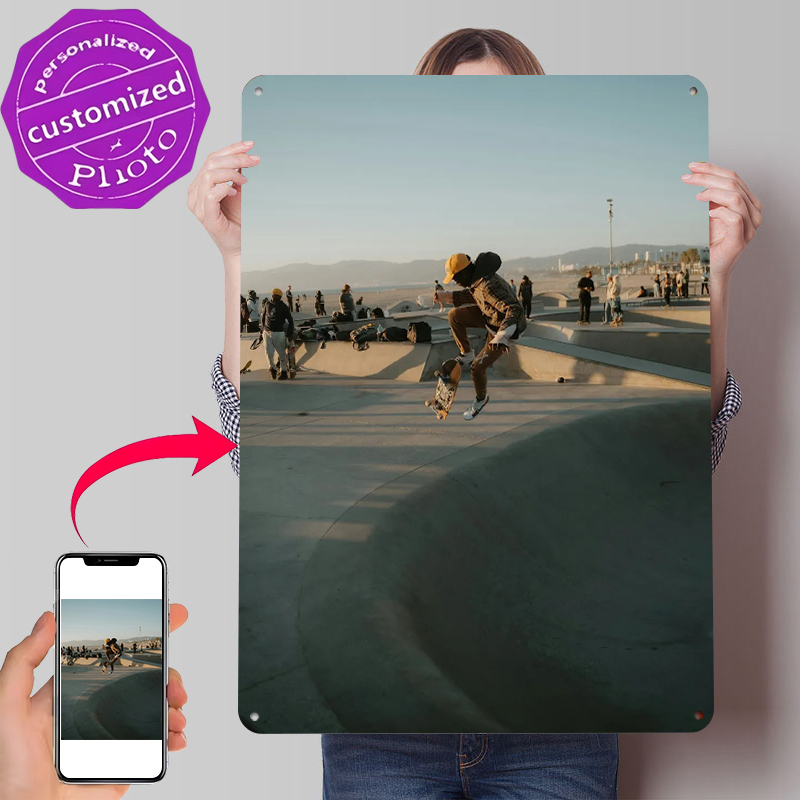 Retro Gaming At - Skateboarder Mid-air At Sunset Tin Poster