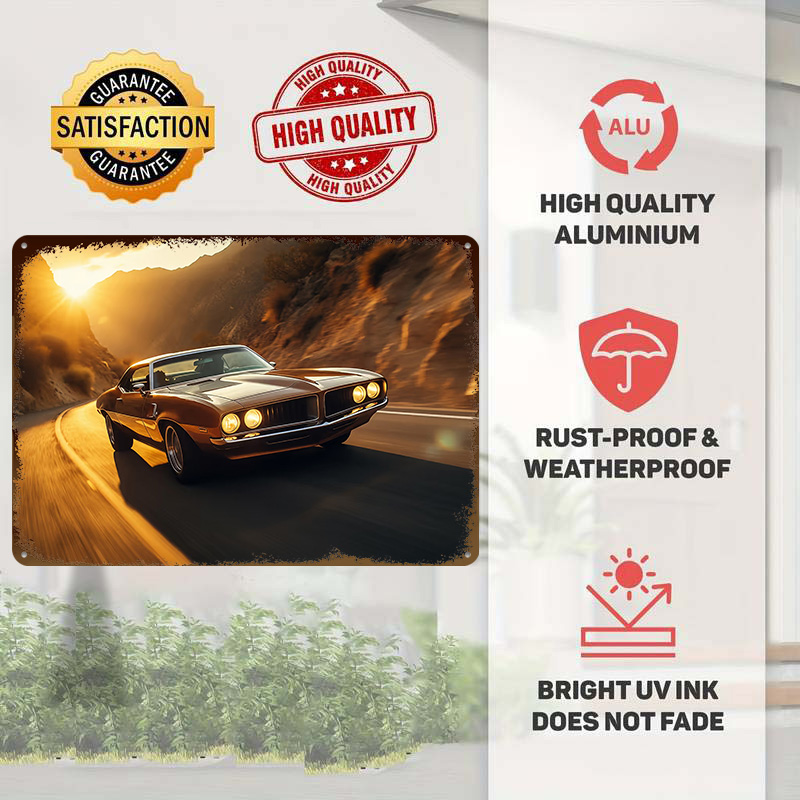 Classic Car At Sunset Tin Post - Retro Gaming At recensione e prezzo