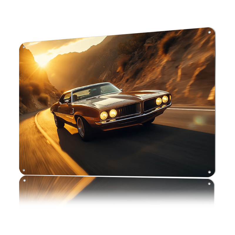 Classic Car At Sunset Tin Post - Retro Gaming At recensione e prezzo