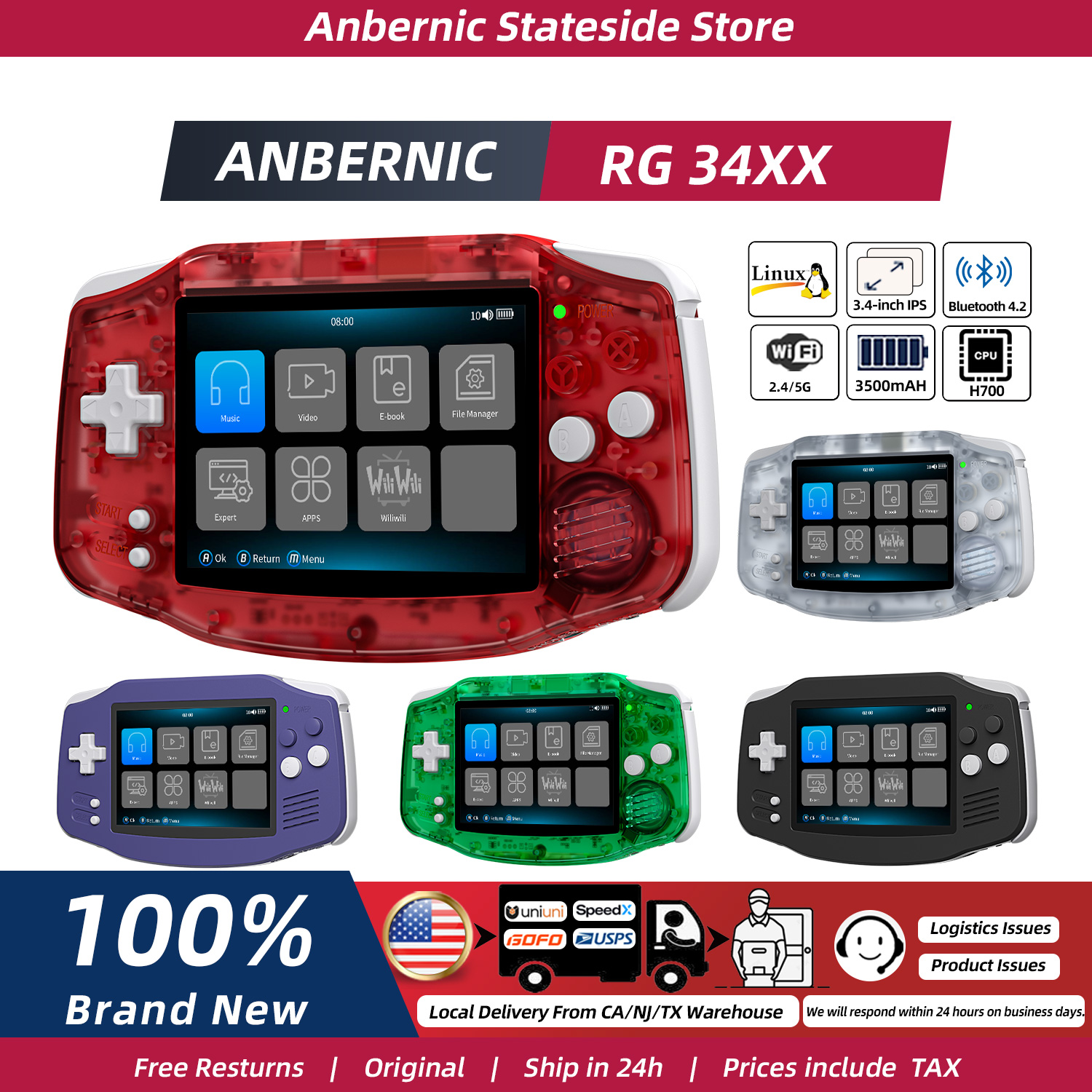 ANBERNIC RG34XX Retro Handheld - Retro Gaming Console Lego recensione e prezzo