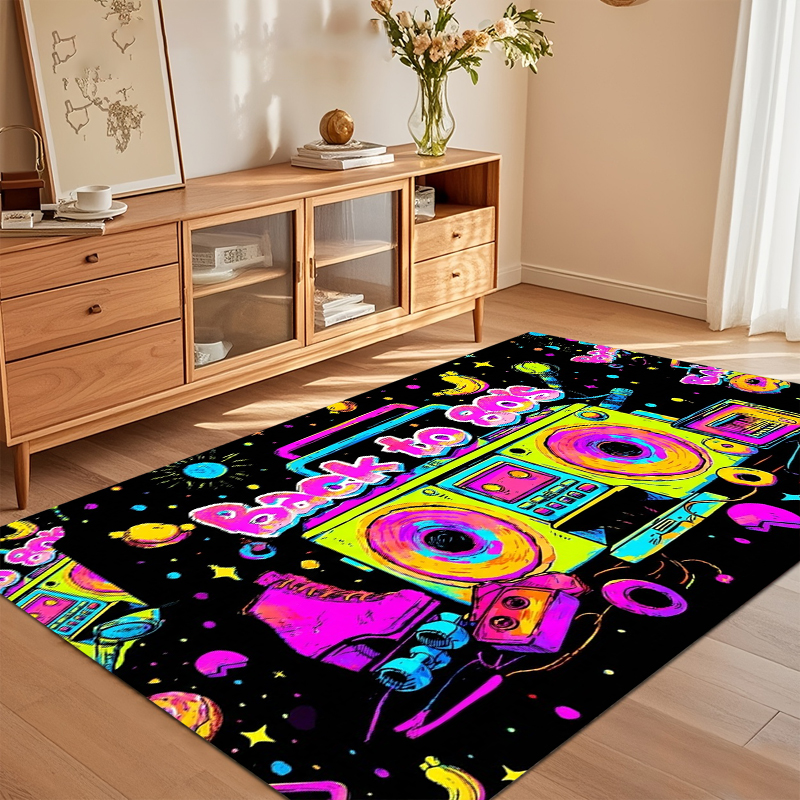 Vibrant 80s Retro Boombox Prin - Retro Gaming Rug recensione e prezzo