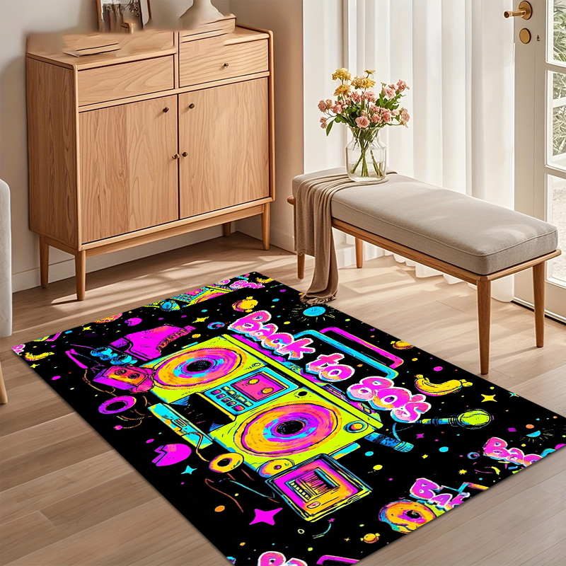 Vibrant 80s Retro Boombox Prin - Retro Gaming Rug recensione e prezzo