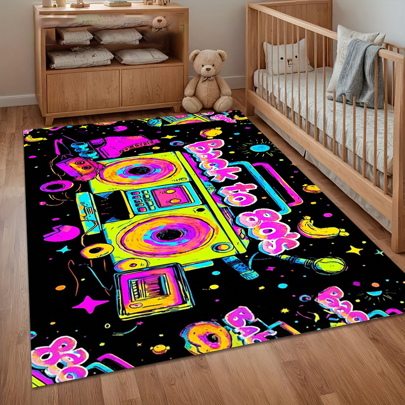 Vibrant 80s Retro Boombox Prin - Retro Gaming Rug recensione e prezzo