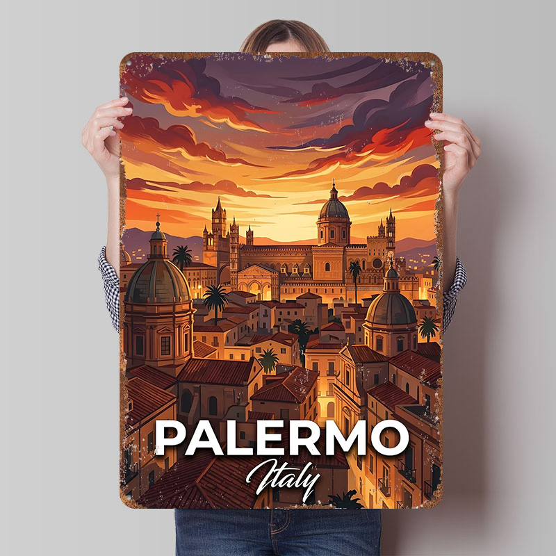 Palermo Italy Cityscape At Sun - Retro Gaming At recensione e prezzo
